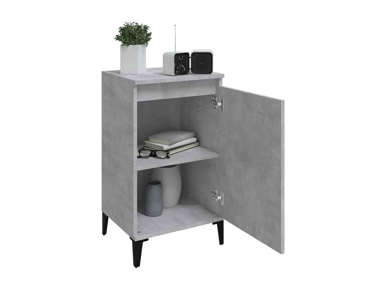 Mesita de noche gris hormigón 40x35x70 cm madera de ingeniería