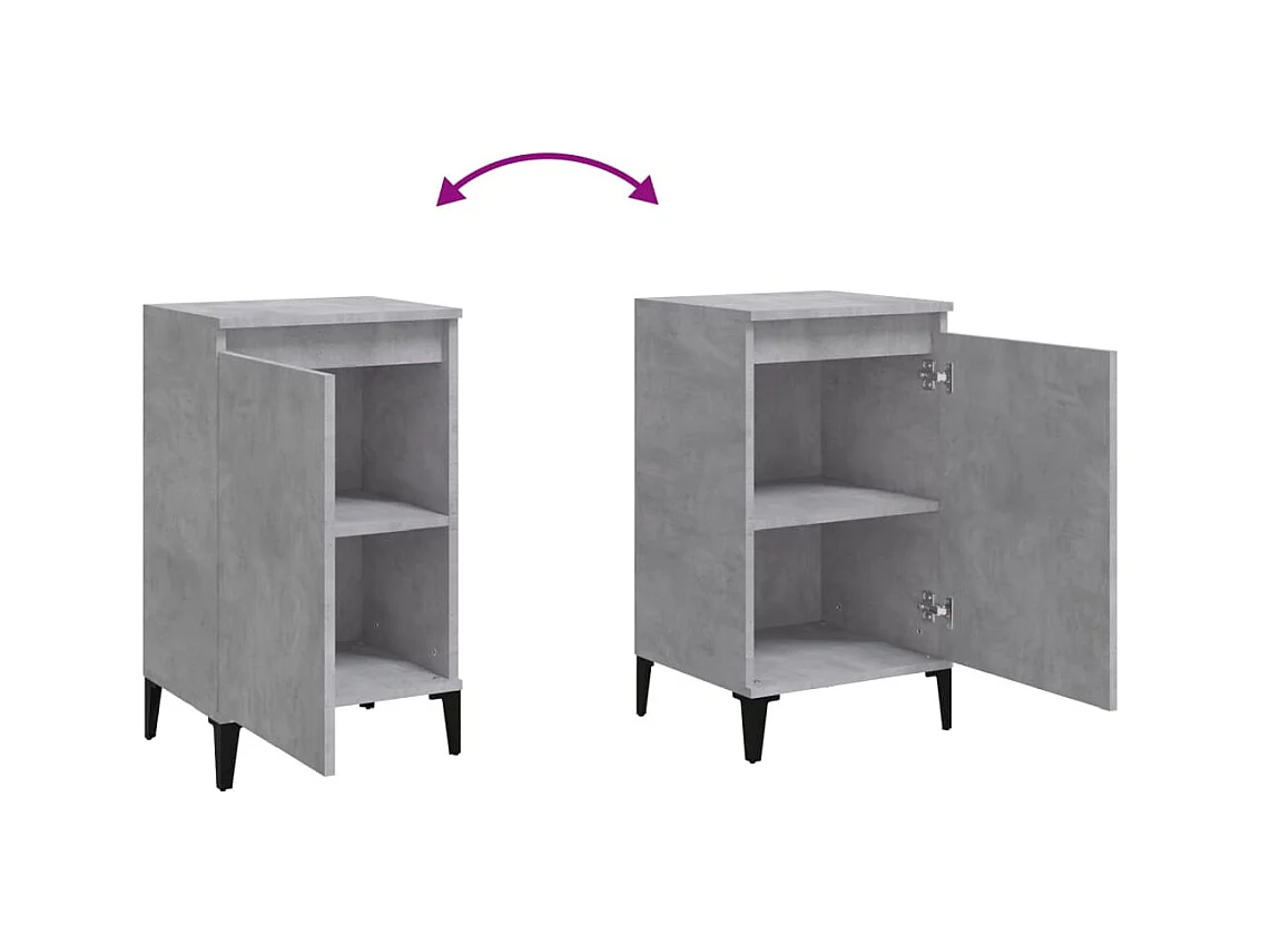 Mesita de noche gris hormigón 40x35x70 cm madera de ingeniería