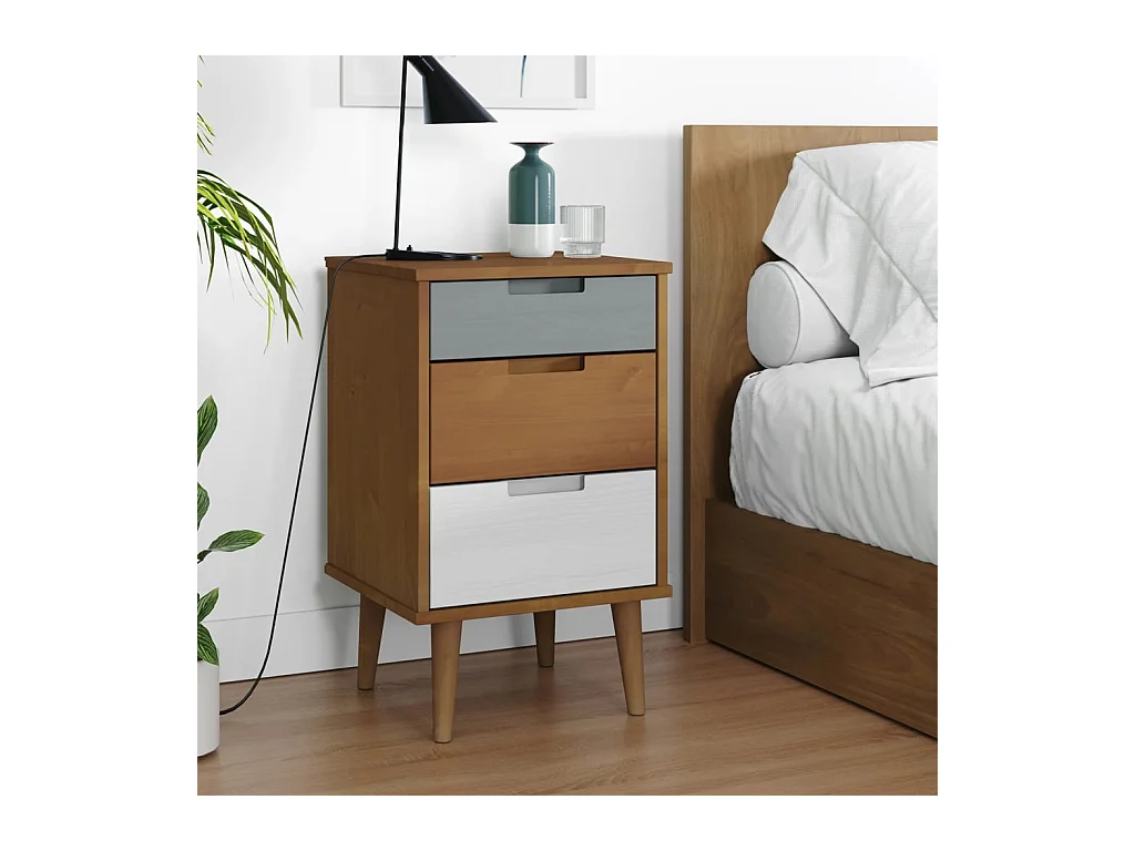 Mesita de noche MOLDE Marrón 40x35x65 cm Madera maciza de pino