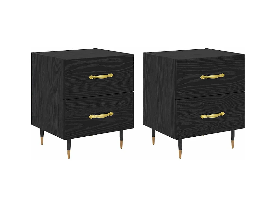 Comodino 2 pezzi Rovere nero 40 x 35 x 47,5 cm