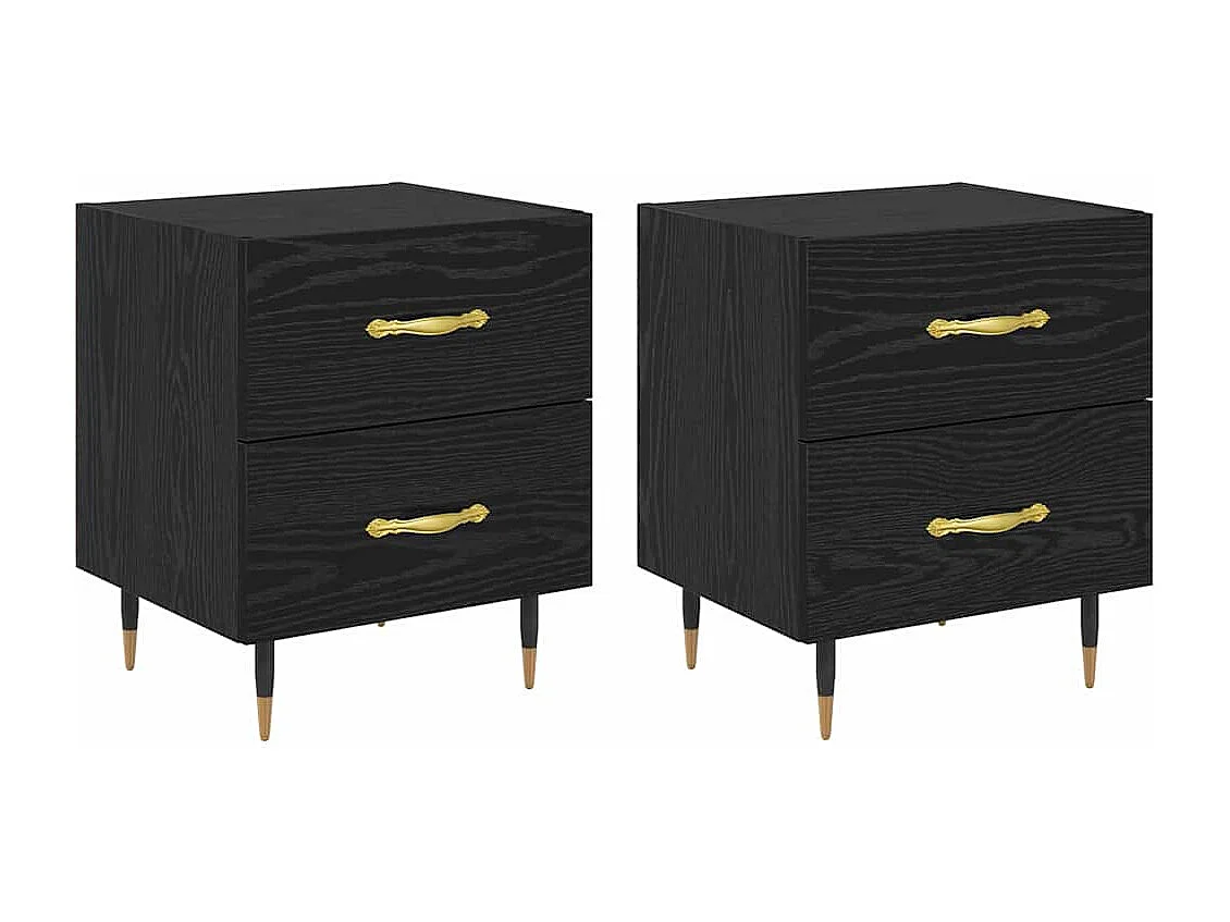 Nachtkastje 2 stuks Zwarte eik 40 x 35 x 47,5 cm