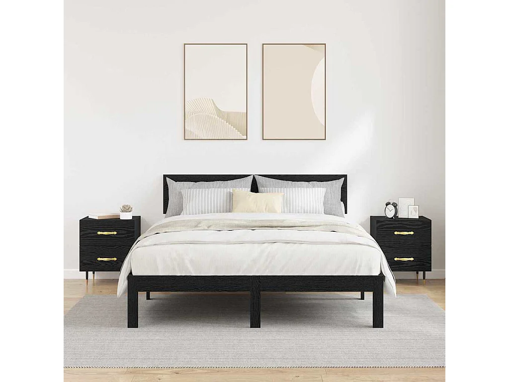 Nachtkastje 2 stuks Zwarte eik 40 x 35 x 47,5 cm