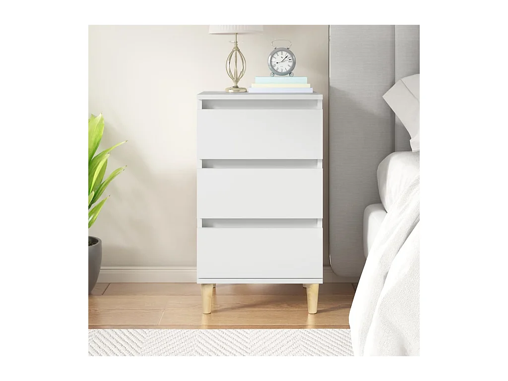 Comodino bianco 40x35x70 cm in legno ingegnerizzato