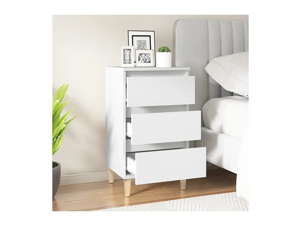 Comodino bianco 40x35x70 cm in legno ingegnerizzato