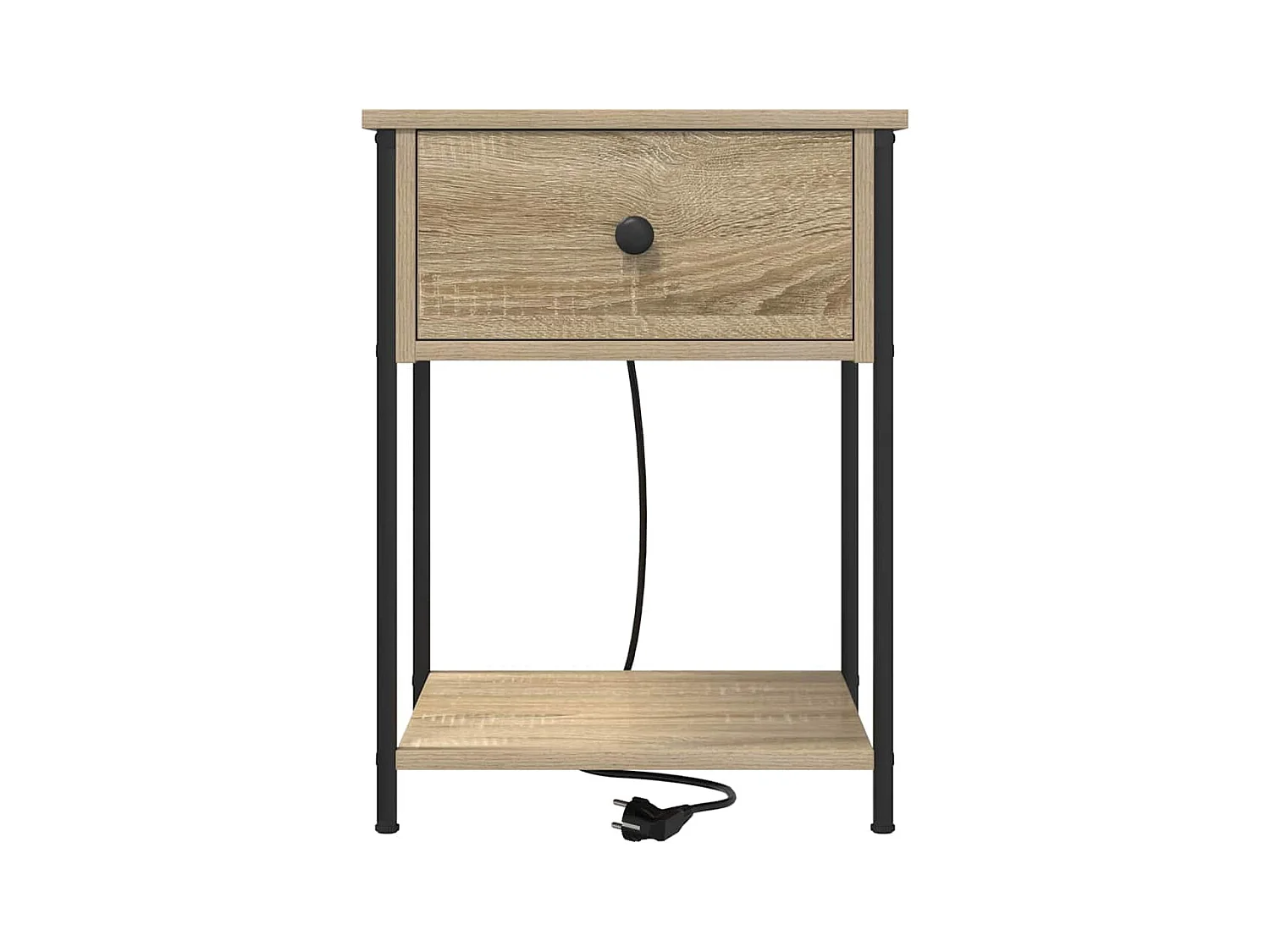 Mesita de noche de roble Sonoma con estación de carga