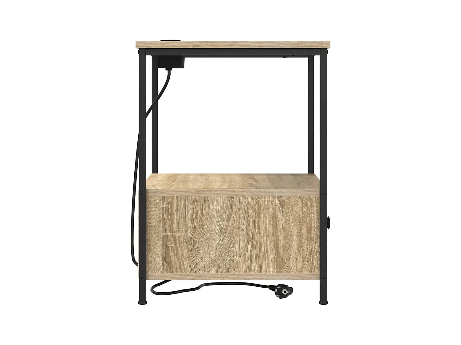 Mesita de noche de roble Sonoma con estación de carga