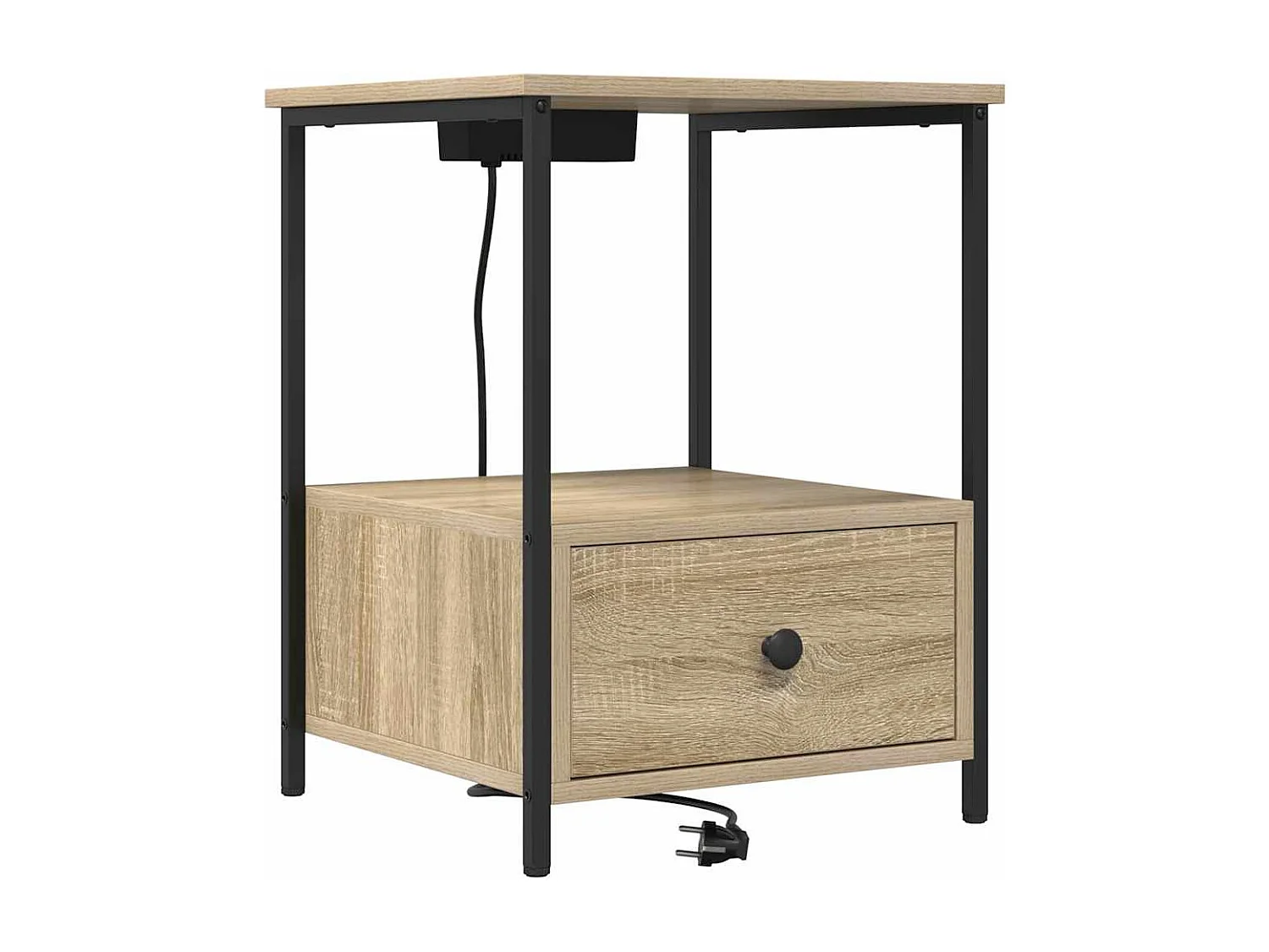 Table de nuit avec station de chargement Chêne sonoma