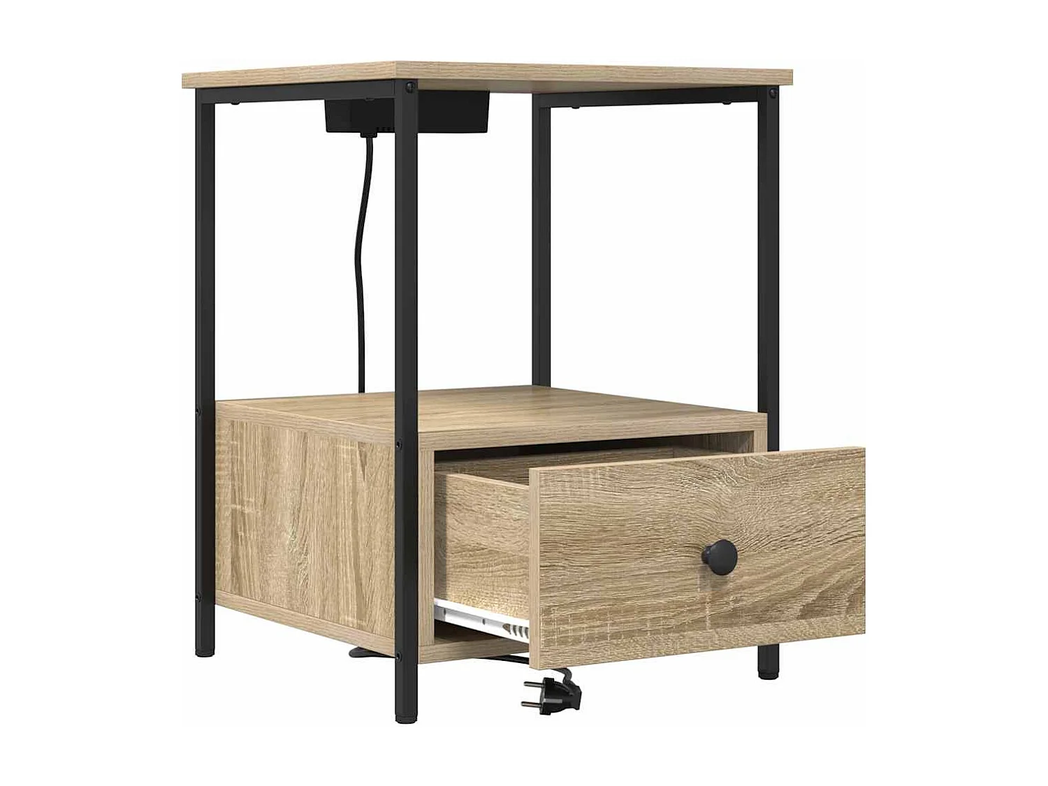 Table de nuit avec station de chargement Chêne sonoma