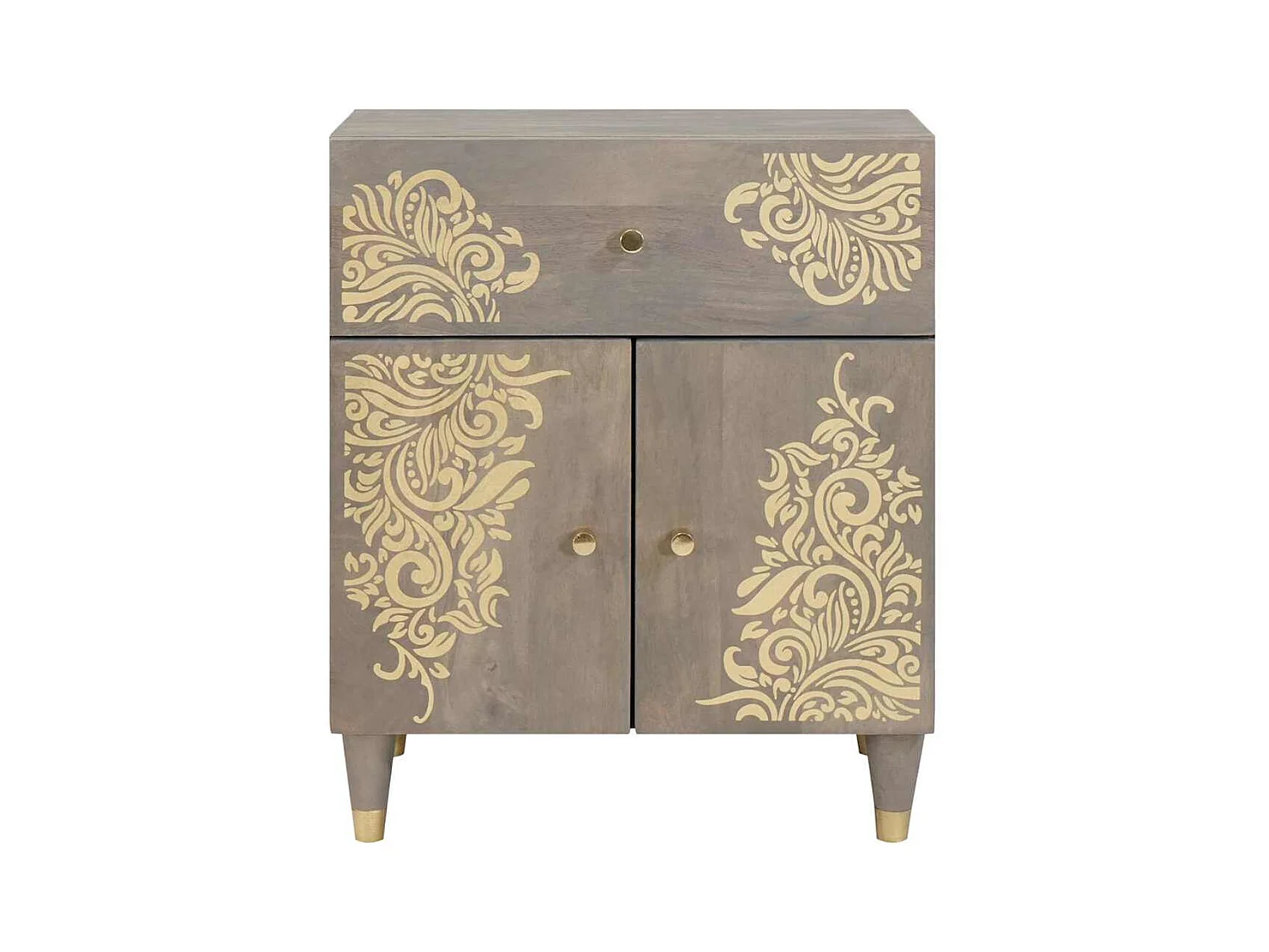 Mesilla de noche Gris 50 x 33 x 60 cm madera maciza de mango