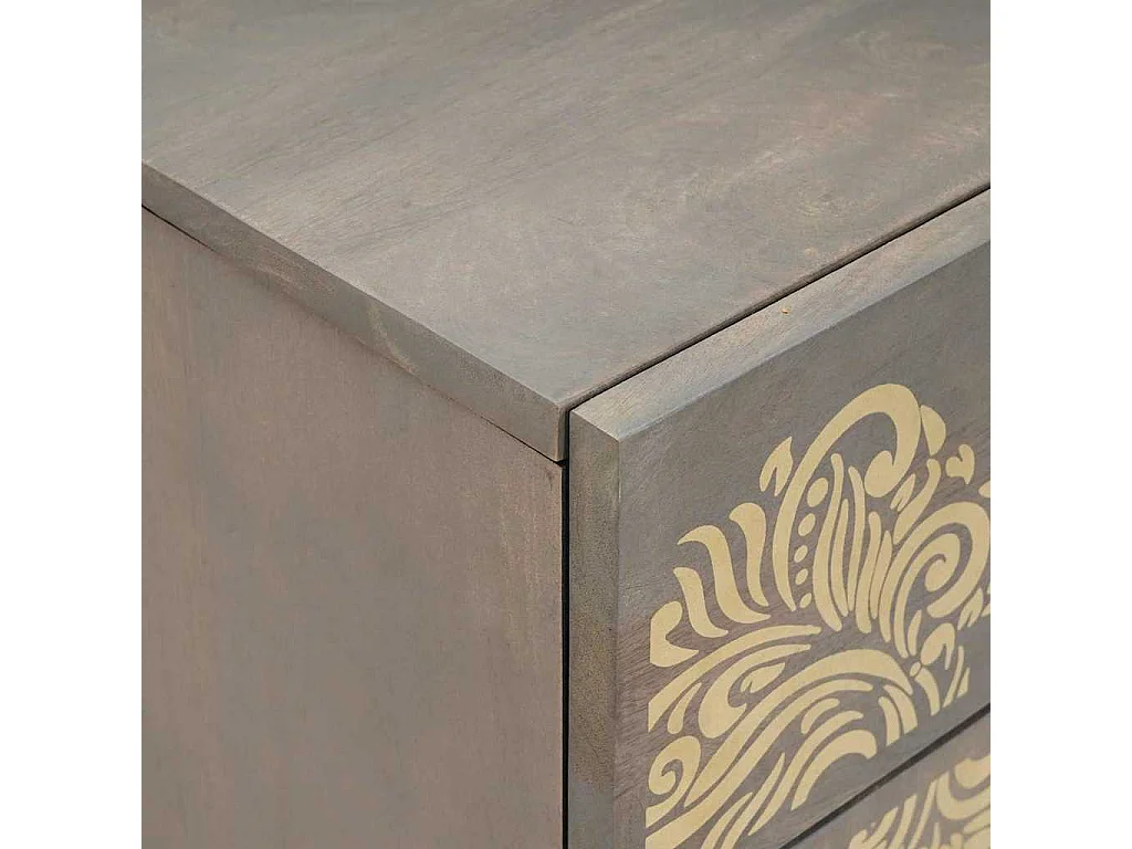 Mesilla de noche Gris 50 x 33 x 60 cm madera maciza de mango