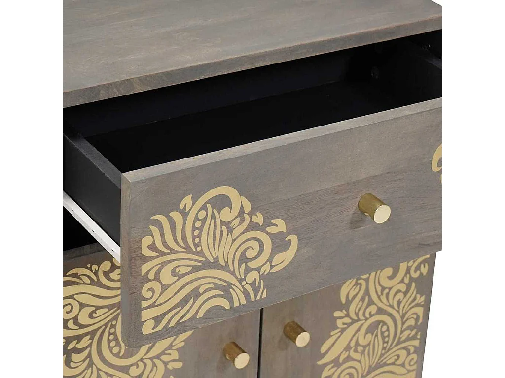 Mesilla de noche Gris 50 x 33 x 60 cm madera maciza de mango