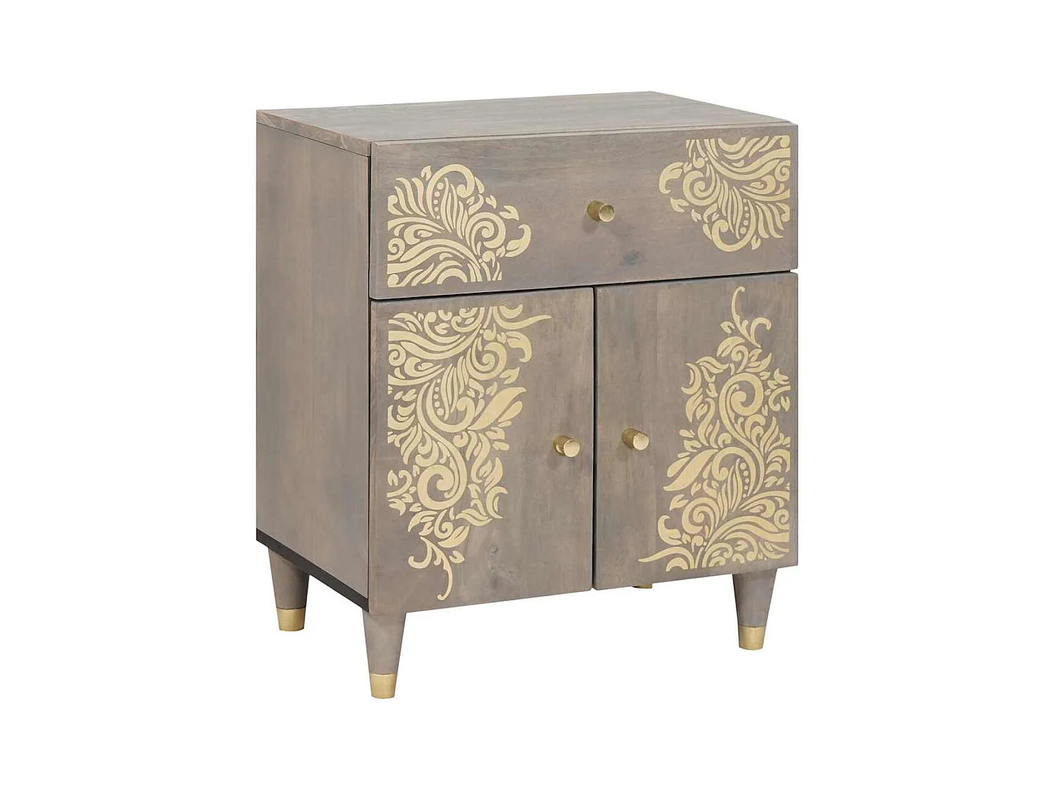 Cabinet de chevet Gris 50 x 33 x 60 cm bois de manguier massif