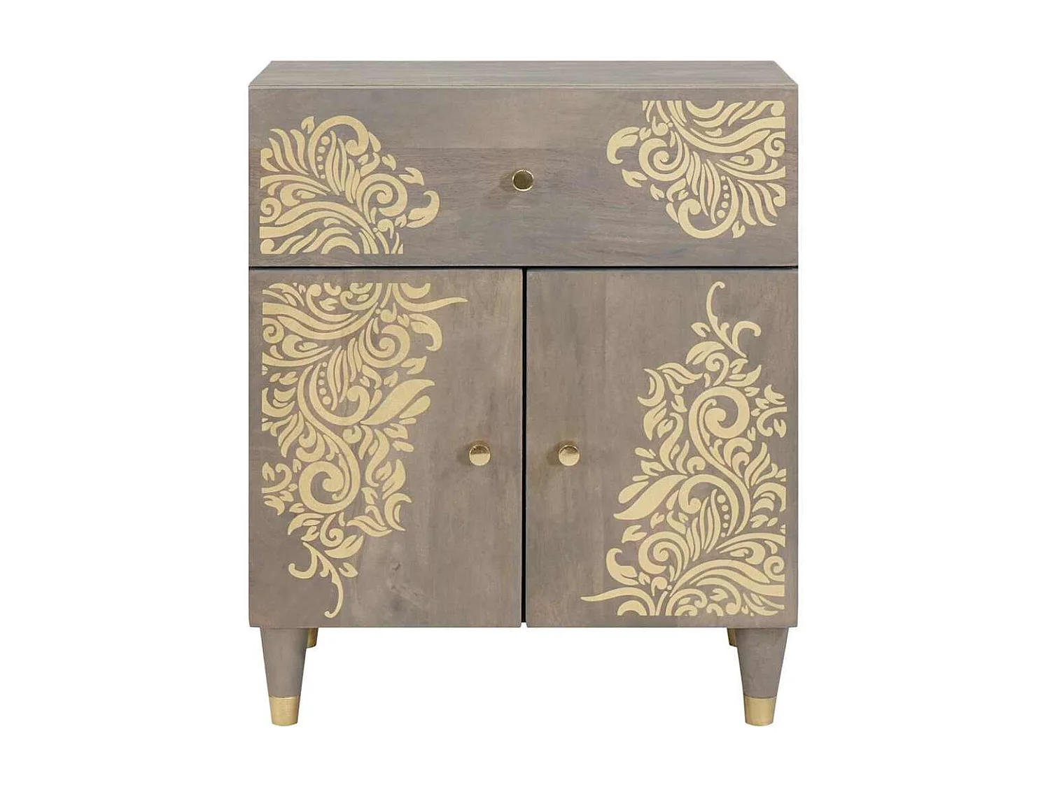 Cabinet de chevet Gris 50 x 33 x 60 cm bois de manguier massif