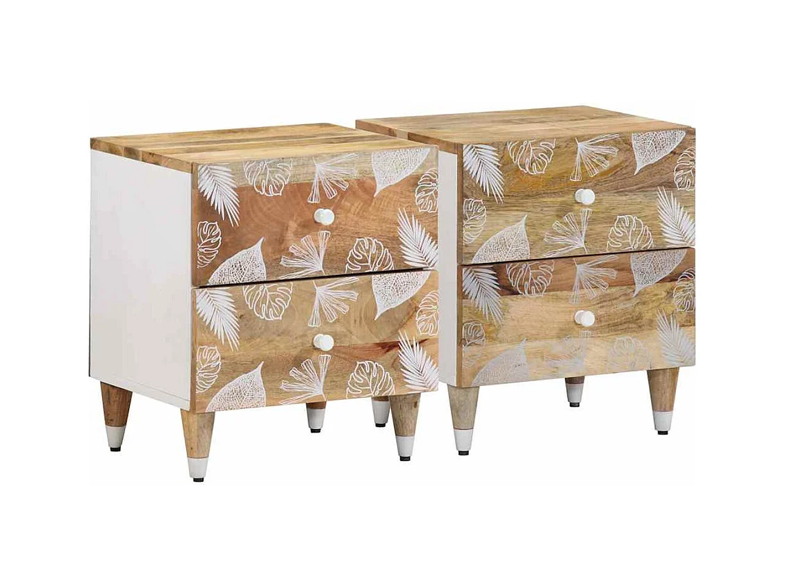 Tables de chevet 2 pcs 40x33,5x46 cm Bois de manguier solide