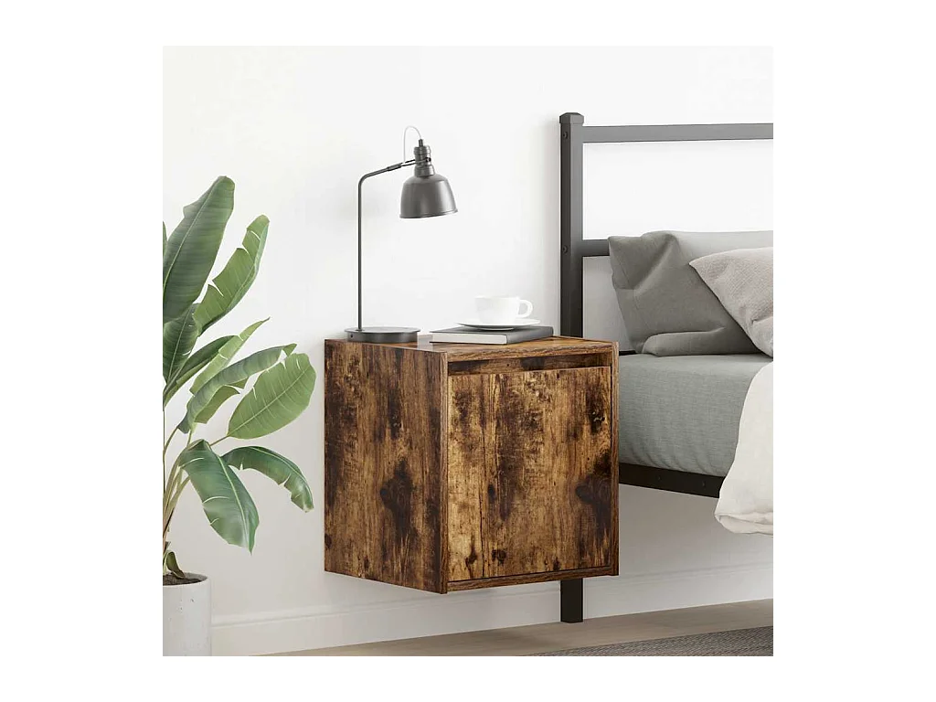 Mesitas de noche de pared 2 uds roble ahumado 38x34x40 cm