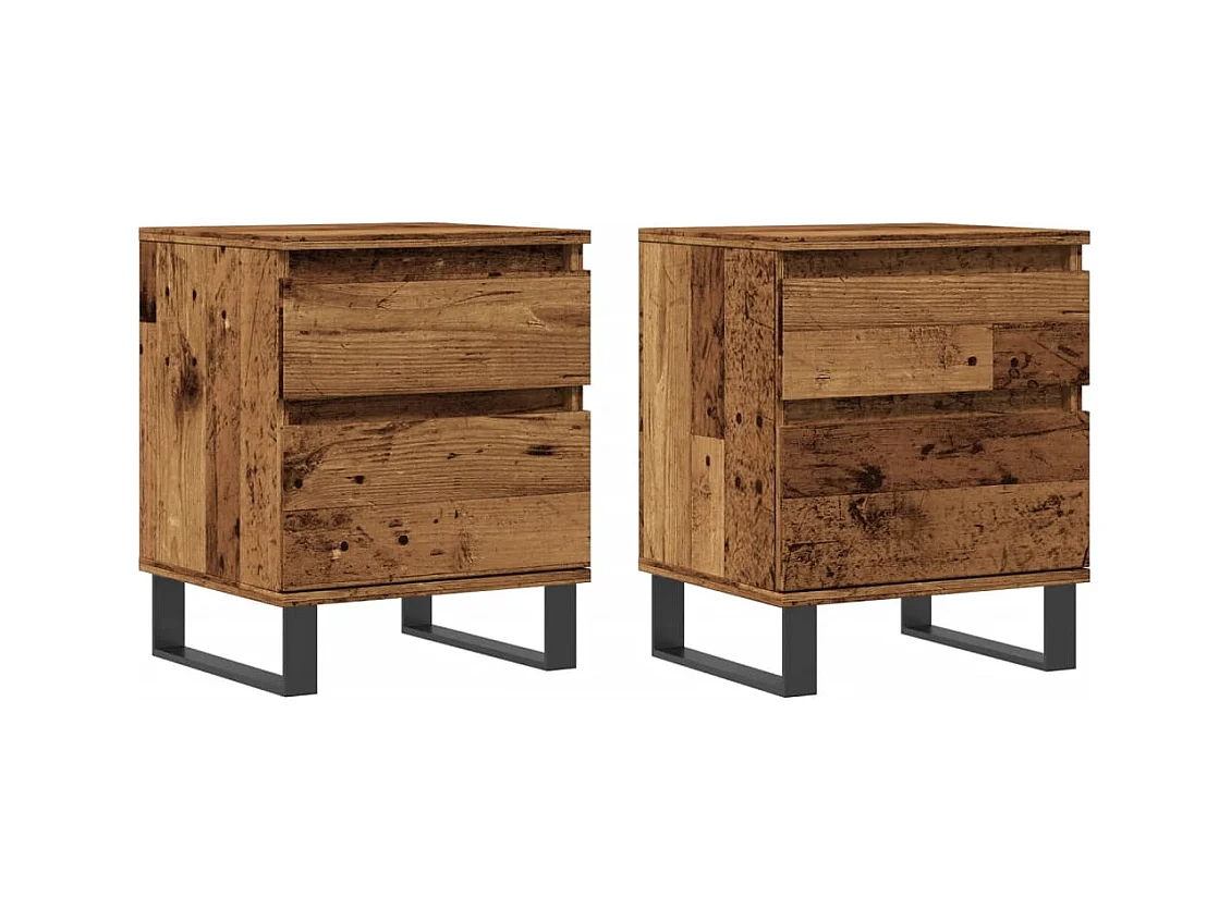 Tables de chevet 2 pcs vieux bois 40x35x50 cm bois d’ingénierie