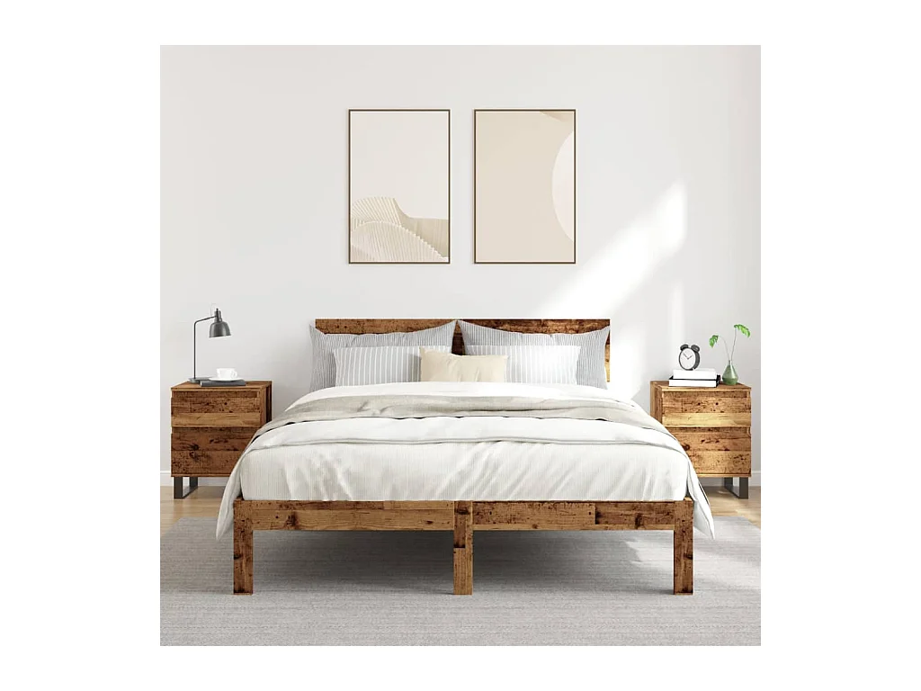 Tables de chevet 2 pcs vieux bois 40x35x50 cm bois d’ingénierie