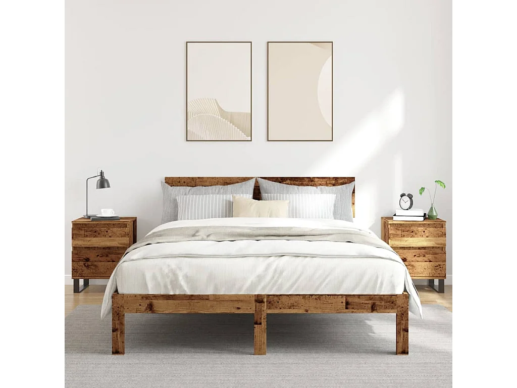 Tables de chevet 2 pcs vieux bois 40x35x50 cm bois d’ingénierie