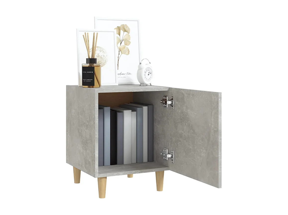 Mesita de noche de madera de ingeniería de color gris hormigón