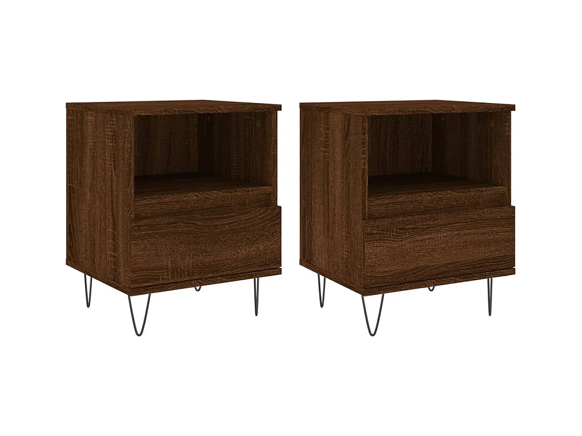 Nachtkastjes 2 stuks eikenbruin 40x35x50 cm bewerkt hout