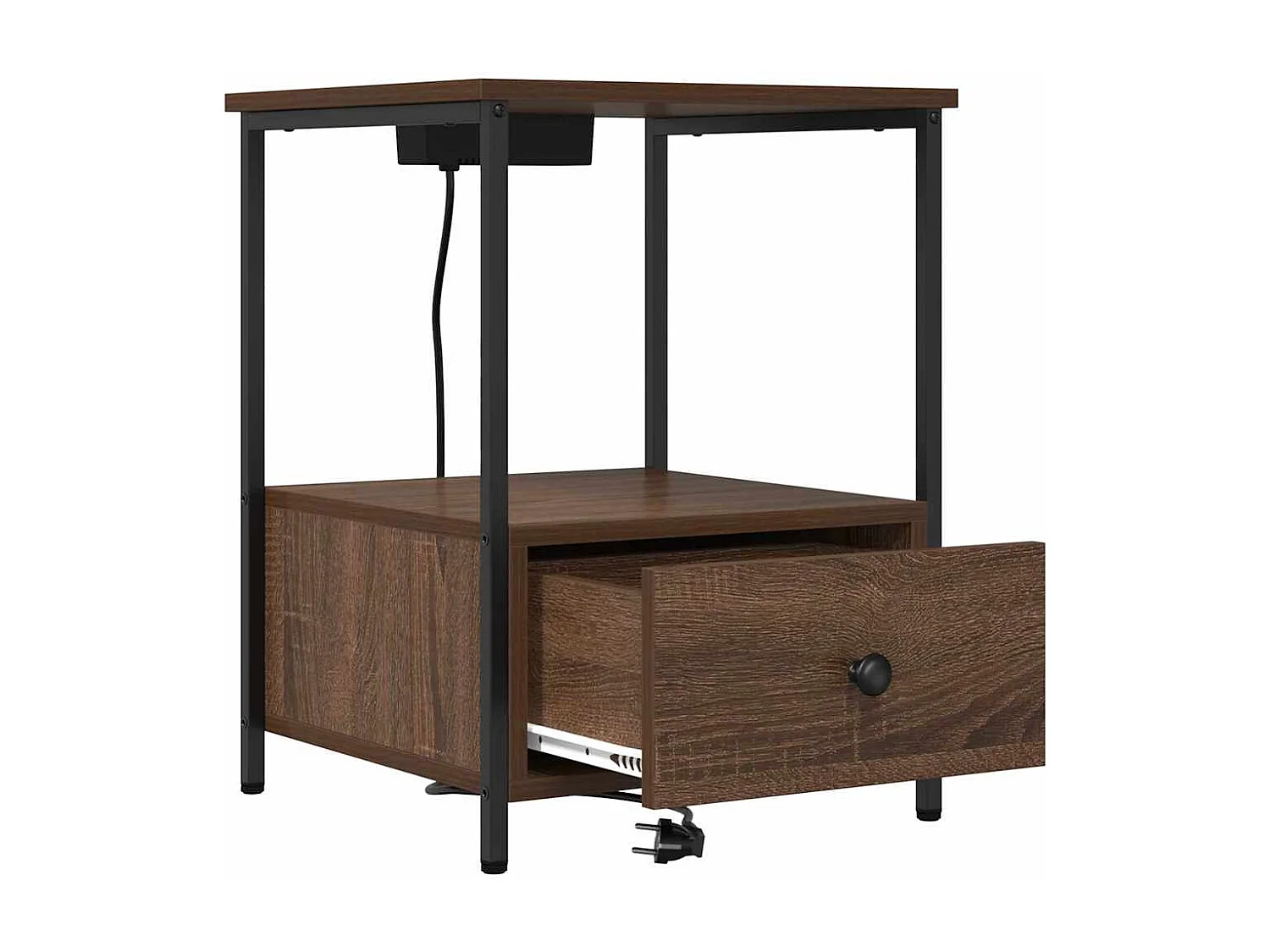 Table de nuit avec station de chargement 2 pcs Chêne marron