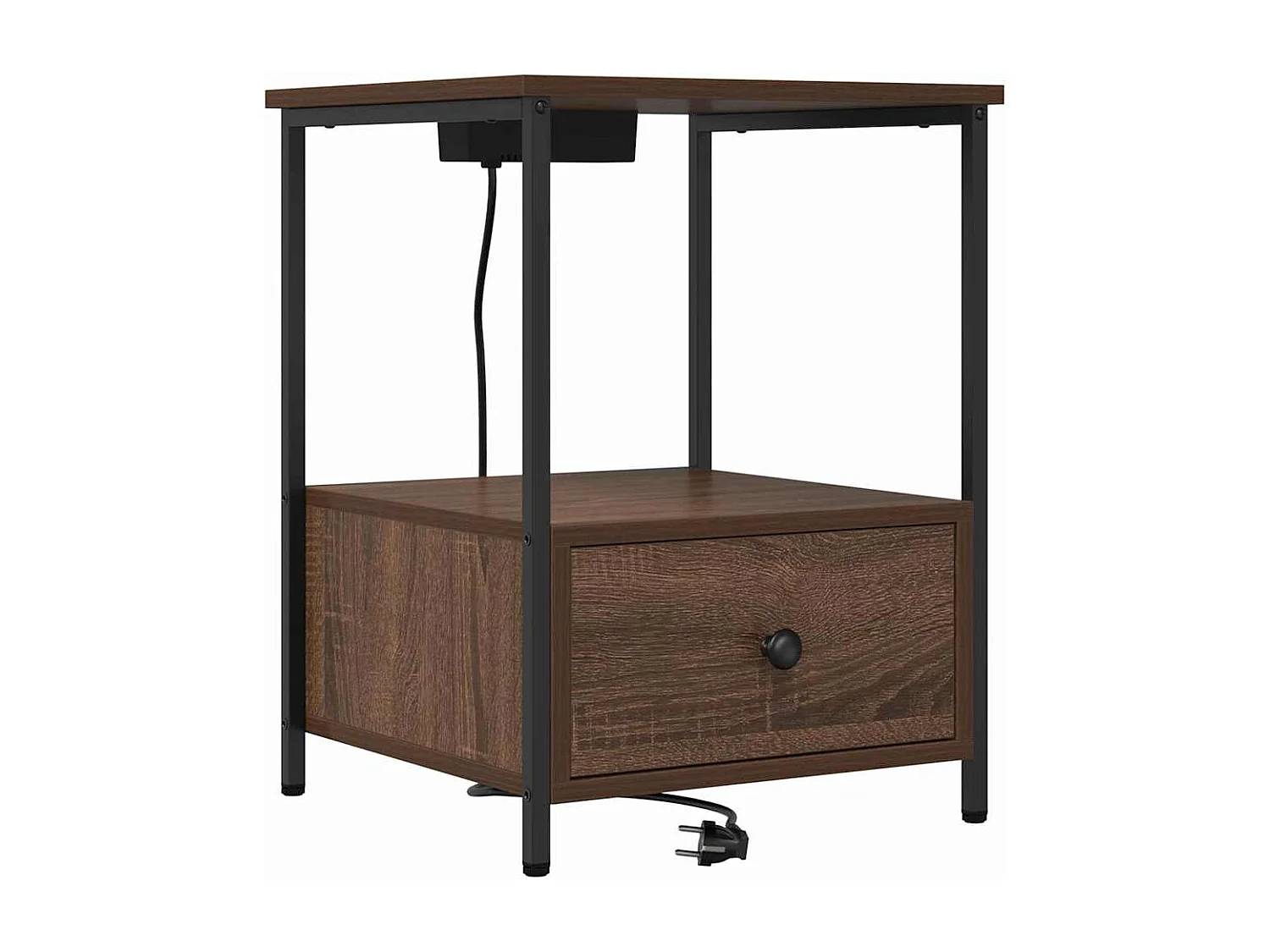 Table de nuit avec station de chargement 2 pcs Chêne marron