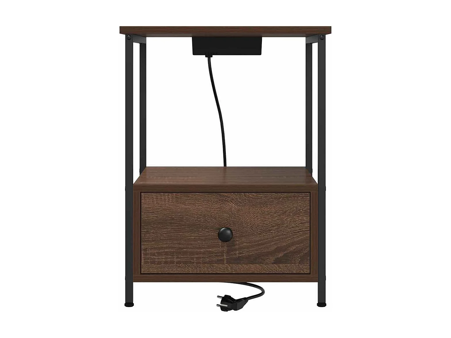 Table de nuit avec station de chargement 2 pcs Chêne marron