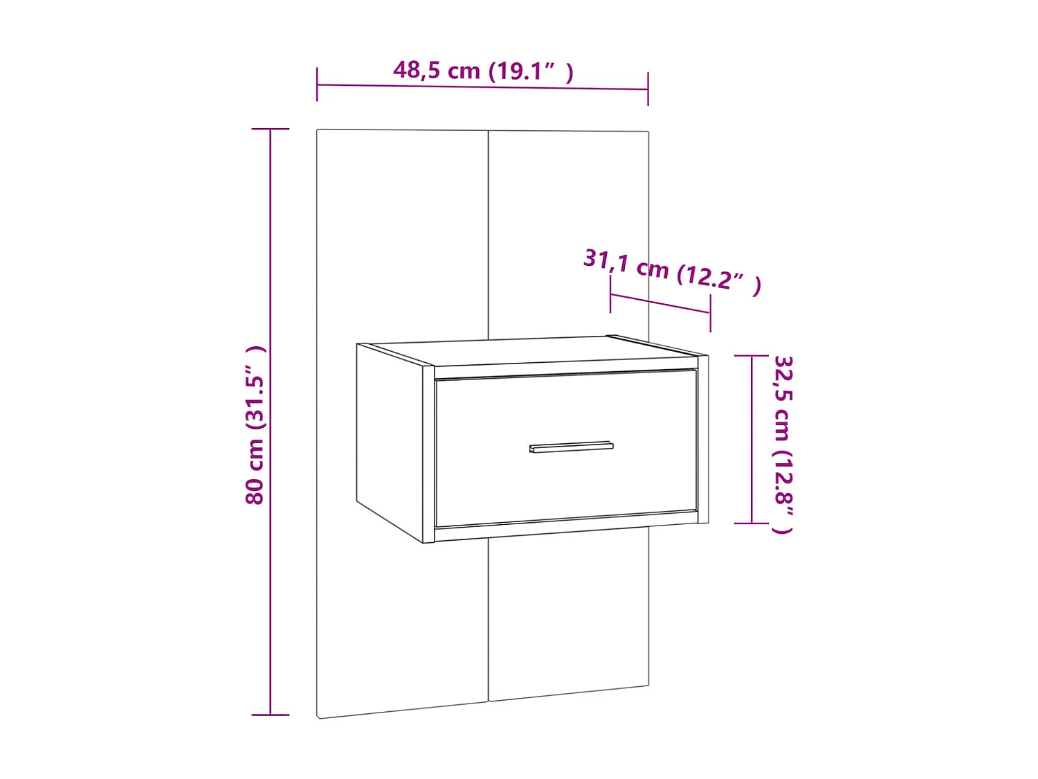 Tables de chevet murales 2 pcs Sonoma gris