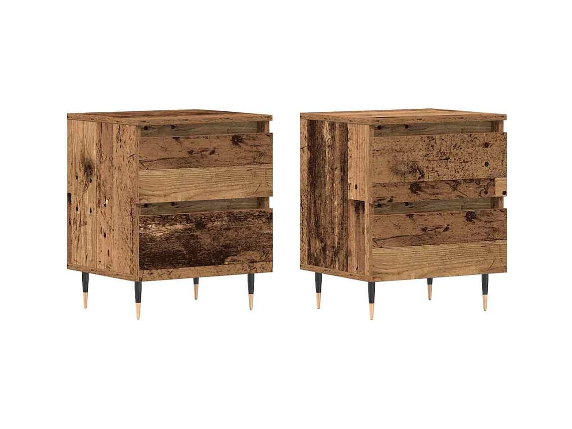 Cabinet de chevet avec tiroir 2 pcs Bois ancien 40 x 35 x 50 cm