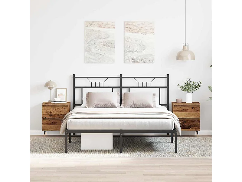 Mesilla de noche con cajón 2 piezas Madera antigua 40 x 35 x 50 cm