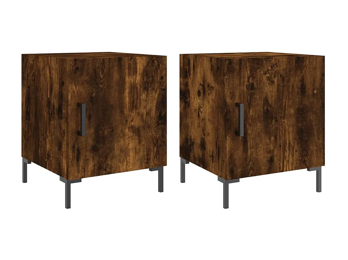 Tables de chevet 2 pcs chêne fumé 40x40x50 cm bois d'ingénierie