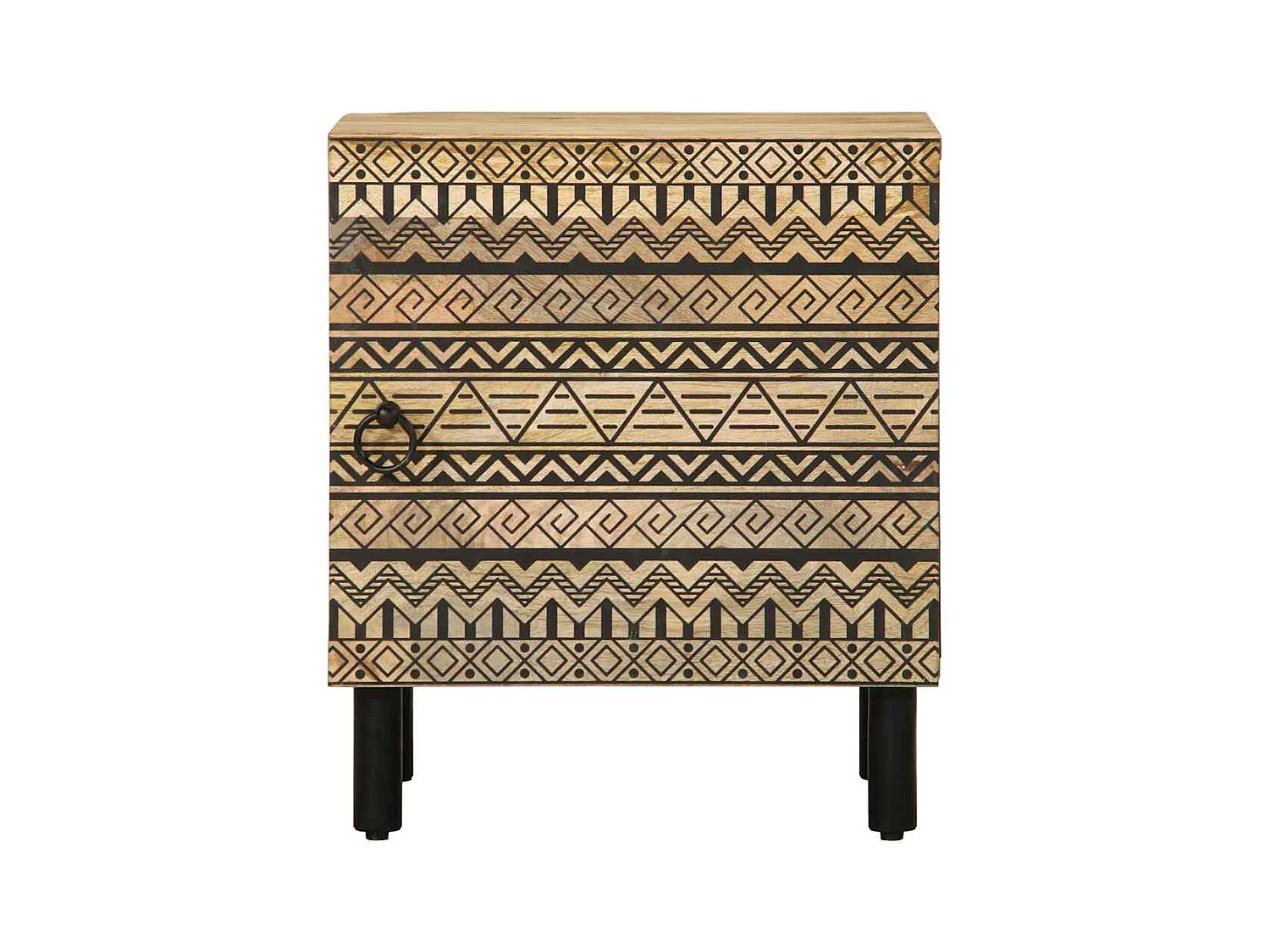 Table de chevet noir 40x33,5x46 cm bois de manguier massif brut