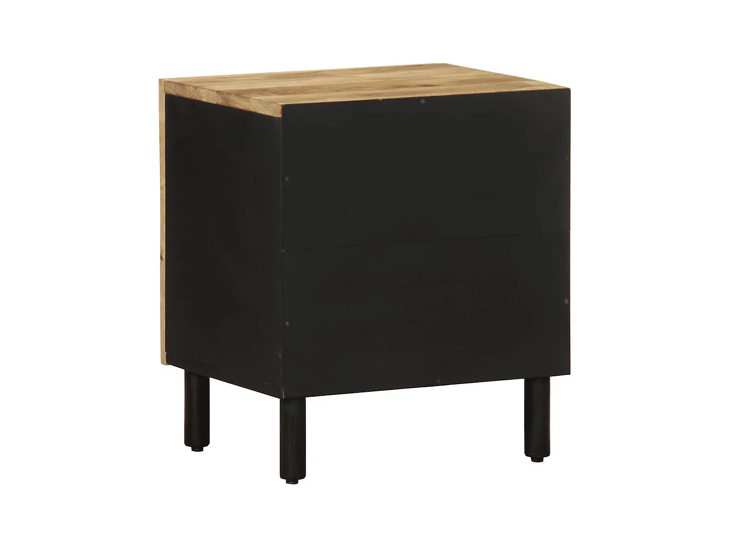 Table de chevet noir 40x33,5x46 cm bois de manguier massif brut