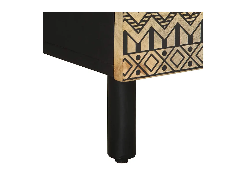 Table de chevet noir 40x33,5x46 cm bois de manguier massif brut