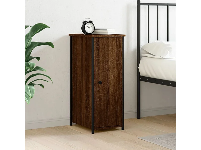 Table de chevet chêne marron 32x42x80 cm bois d'ingénierie