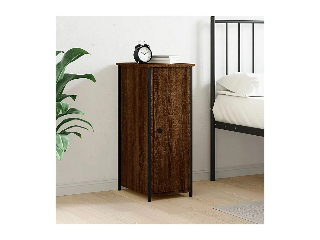 Table de chevet chêne marron 32x42x80 cm bois d'ingénierie