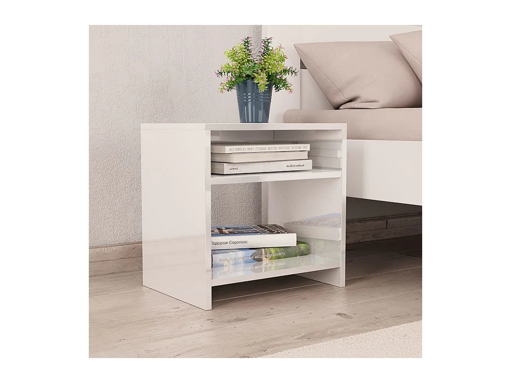 Mesita de noche Blanco brillo 40x30x40 cm madera de ingeniería