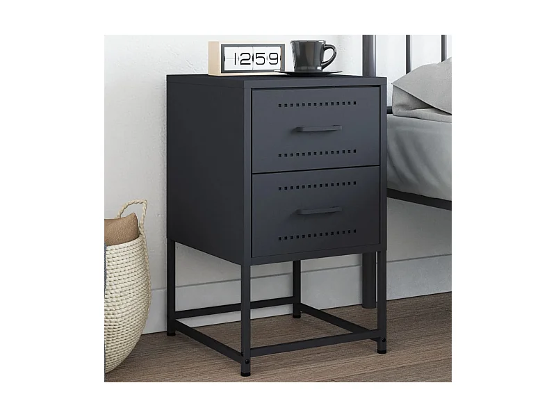 Mesita de noche antracita 36x39x60,5 cm acero