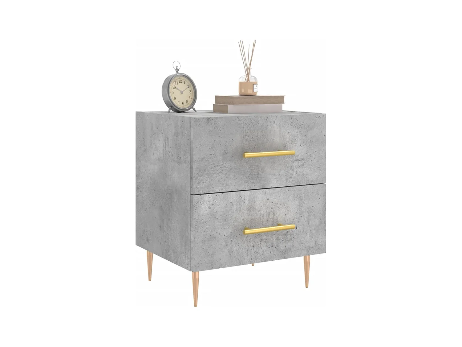 Comodino grigio cemento 40x35x47,5 cm in legno ingegnerizzato