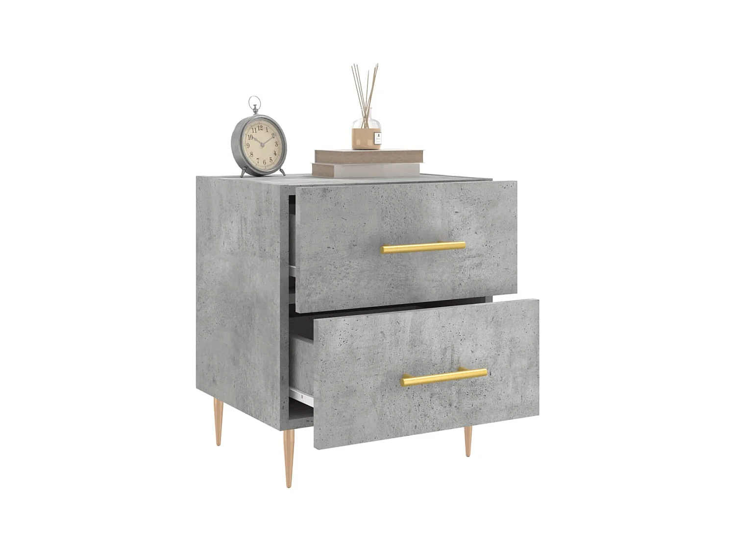 Comodino grigio cemento 40x35x47,5 cm in legno ingegnerizzato