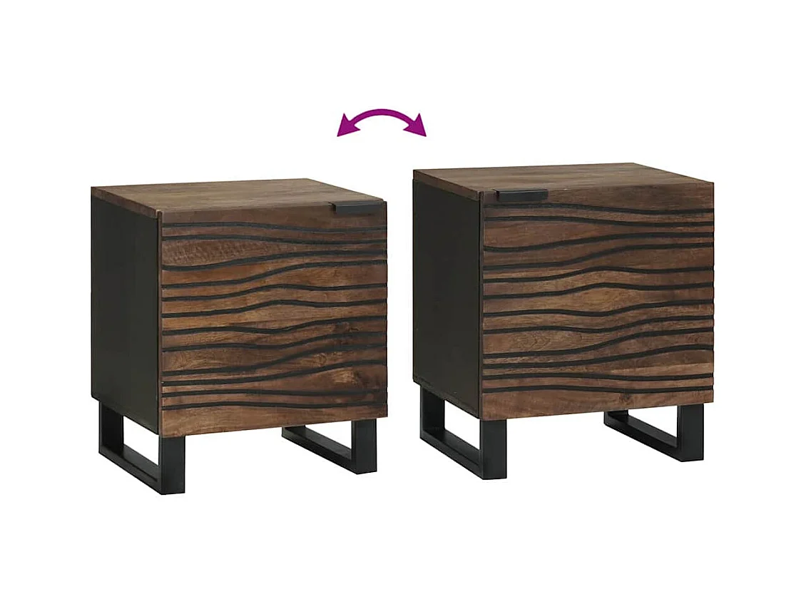 Mesilla de noche de nogal 40 x 33 x 46 cm madera maciza de mango