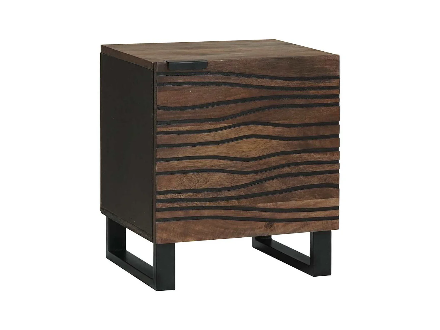 Comodino in noce 40 x 33 x 46 cm in legno massello di mango