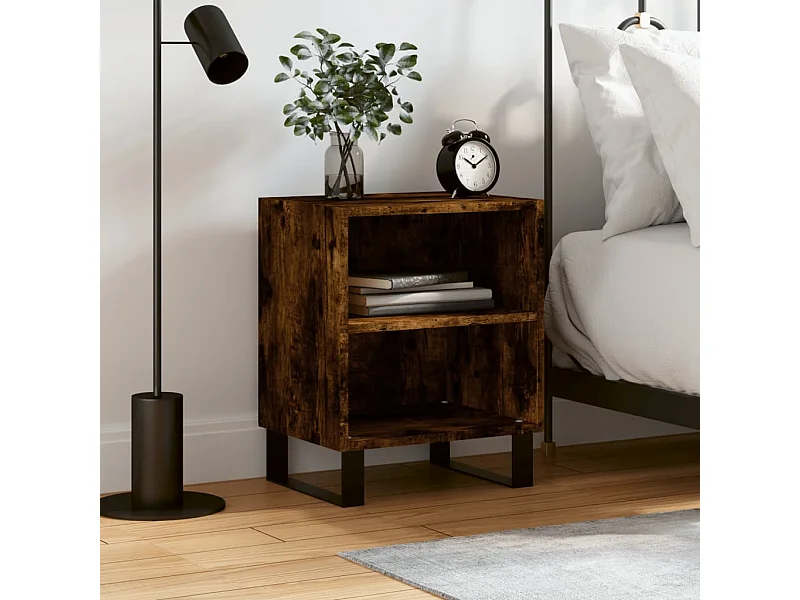 Table de chevet chêne fumé 40x30x50 cm bois d'ingénierie