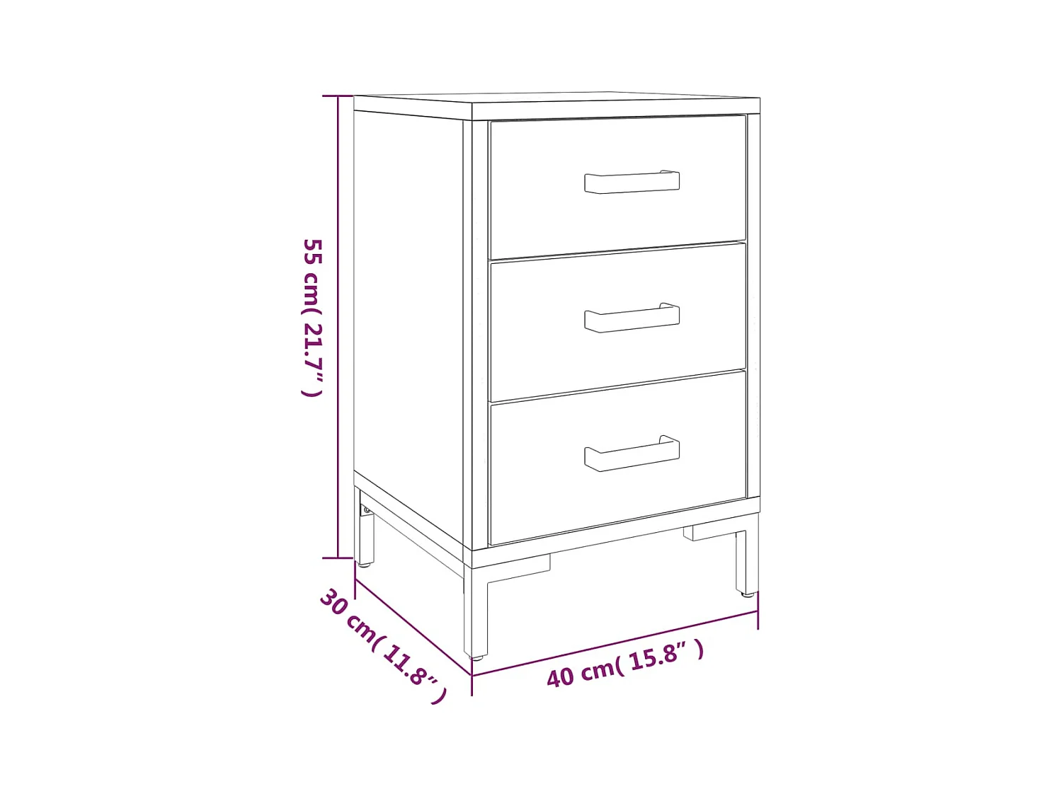 Mesitas de noche 2 uds 40x30x55 cm Madera maciza de pino