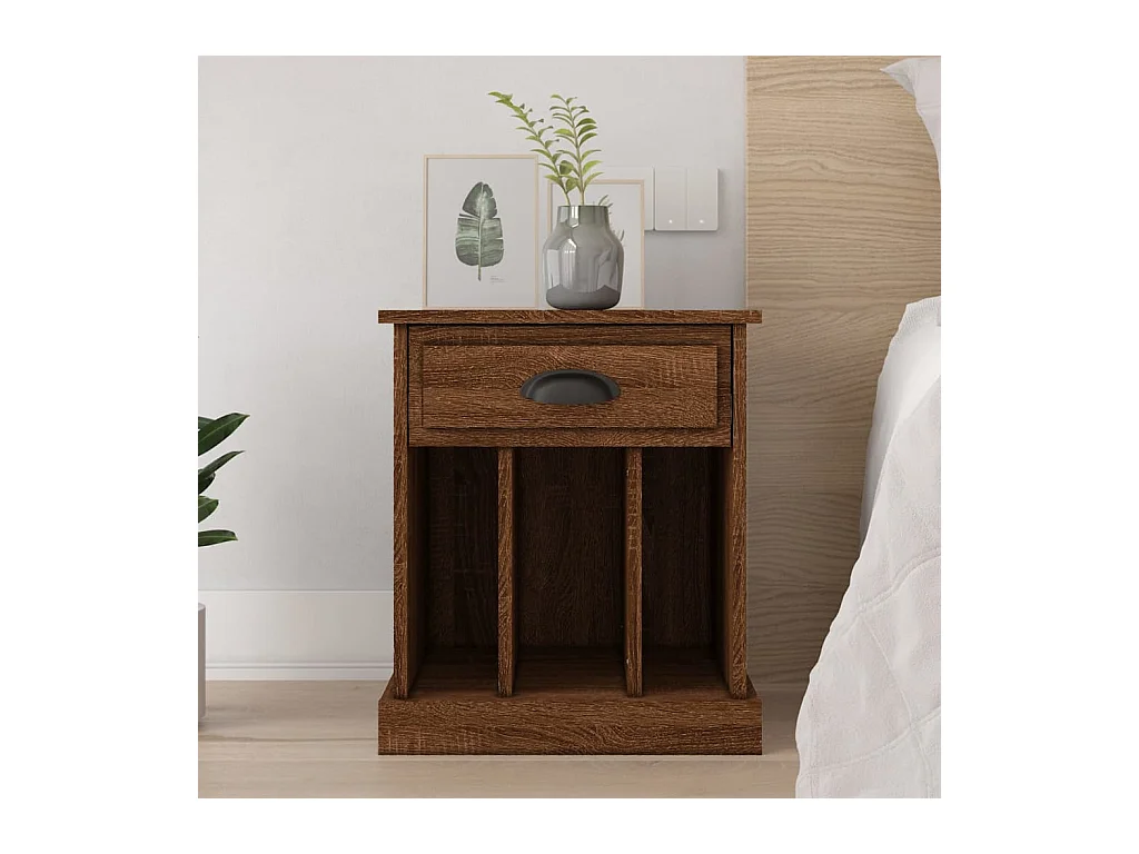 Mesita de noche de roble marrón 43x36x50 cm