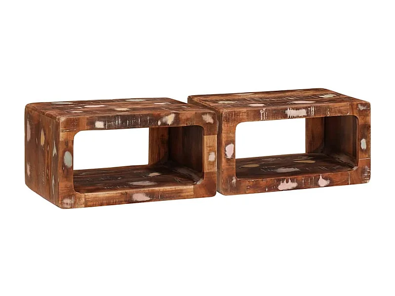 Tables de chevet 45 x 30 x 24 cm bois de récupération massif