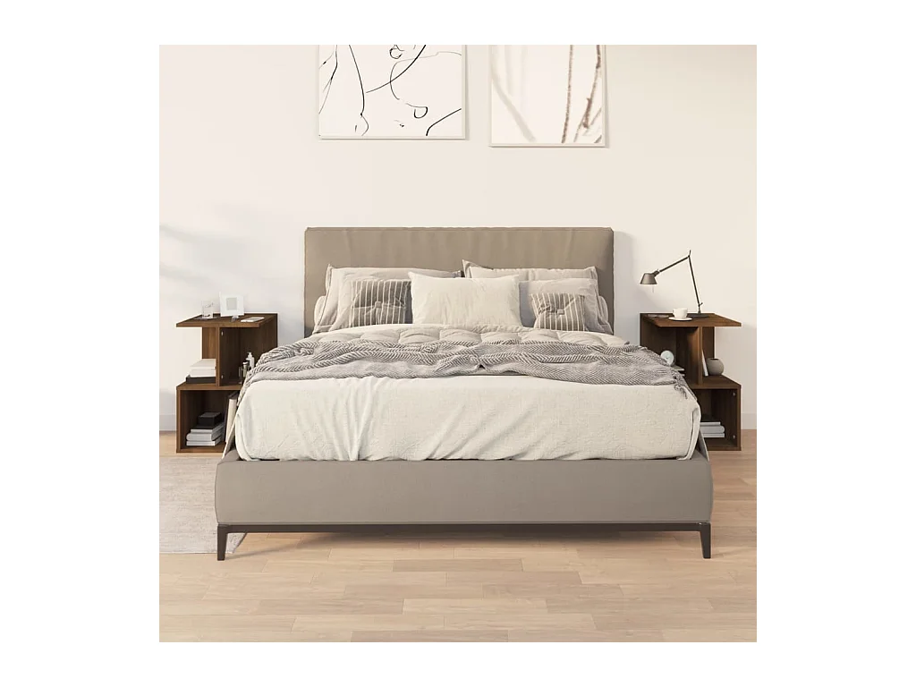 Comodini 2 pezzi Rovere marrone 35x35x55cm Legno ingegnerizzato