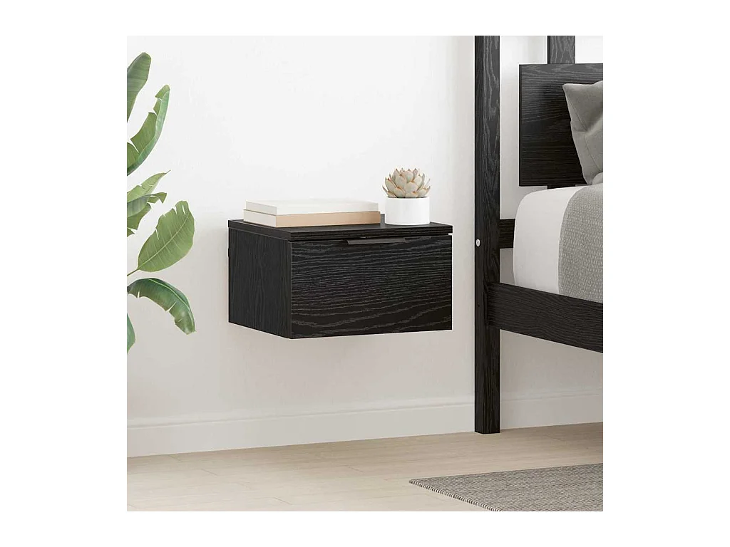 Comodino in rovere nero 34 x 30 x 20 cm in legno ingegnerizzato