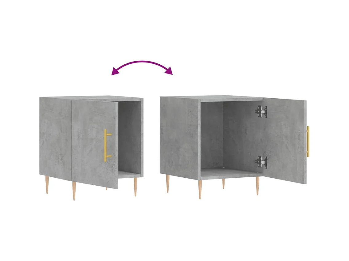 Mesitas de noche 2 piezas gris hormigón 40x40x50 cm madera de ingeniería