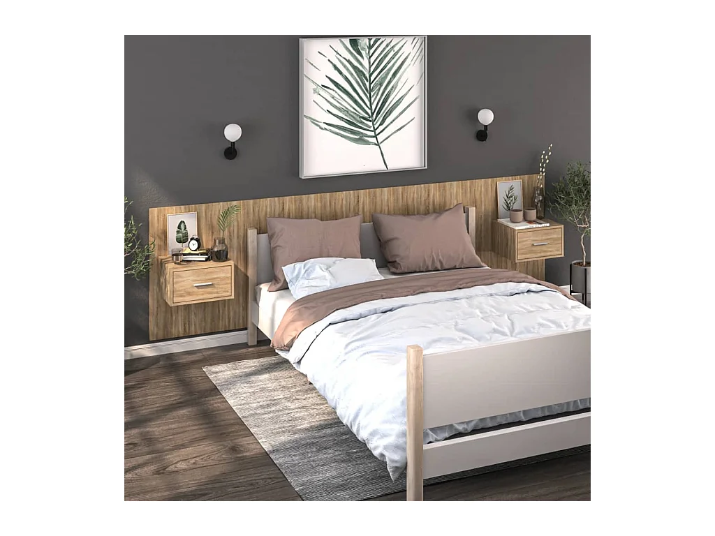Tables de chevet murales 2 pcs Chêne sonoma